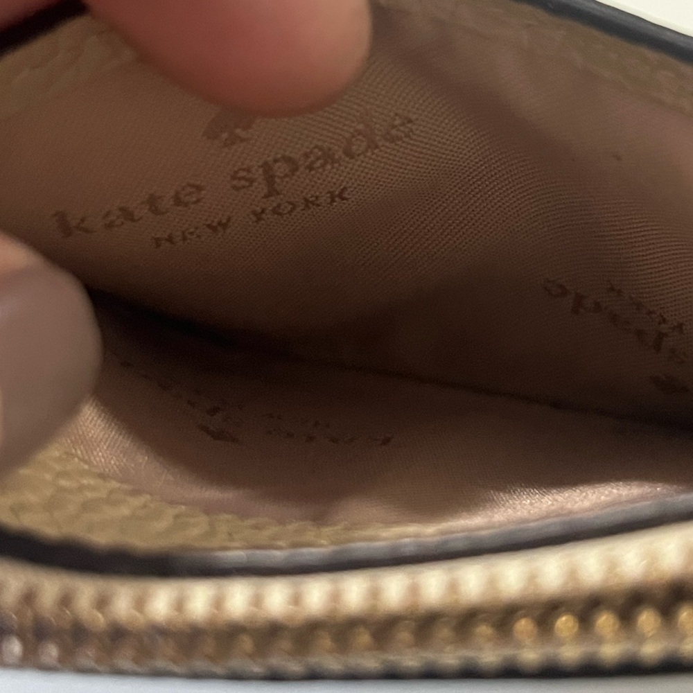 Kate Spade Colorblock Lena Pebbled Leather Wristlet Small CardHolder Cream Taupe - Picture 8 of 10